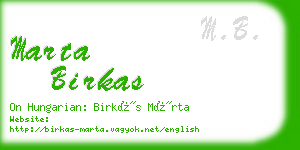 marta birkas business card